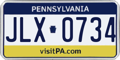 PA license plate JLX0734
