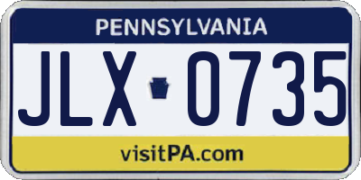 PA license plate JLX0735