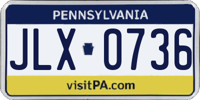 PA license plate JLX0736