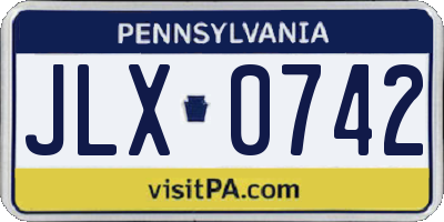 PA license plate JLX0742
