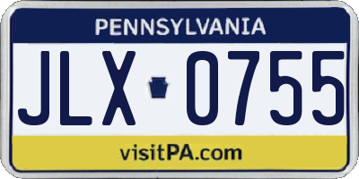 PA license plate JLX0755