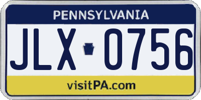 PA license plate JLX0756