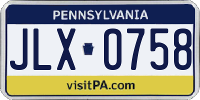 PA license plate JLX0758