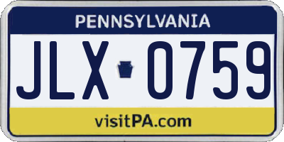 PA license plate JLX0759