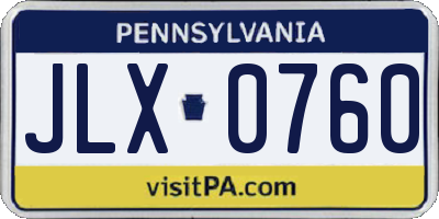 PA license plate JLX0760