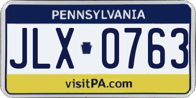 PA license plate JLX0763