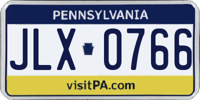 PA license plate JLX0766
