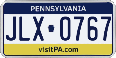PA license plate JLX0767