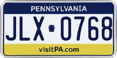 PA license plate JLX0768