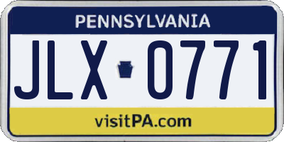 PA license plate JLX0771