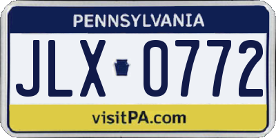 PA license plate JLX0772