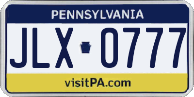 PA license plate JLX0777