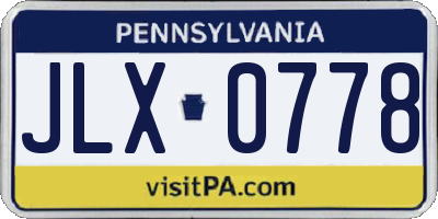 PA license plate JLX0778