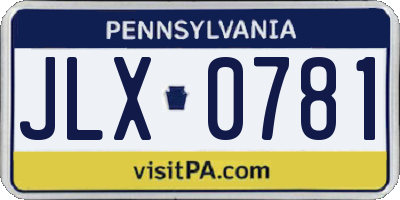 PA license plate JLX0781