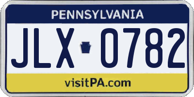 PA license plate JLX0782