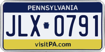 PA license plate JLX0791