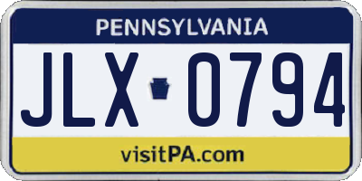 PA license plate JLX0794