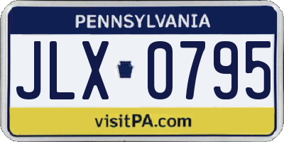 PA license plate JLX0795