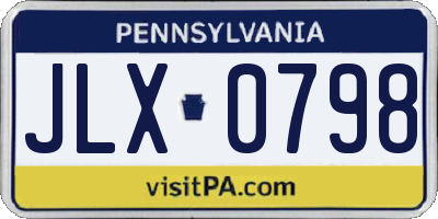 PA license plate JLX0798