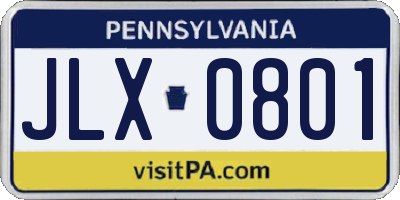 PA license plate JLX0801