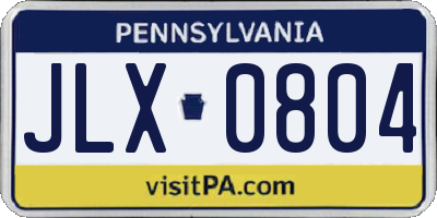 PA license plate JLX0804