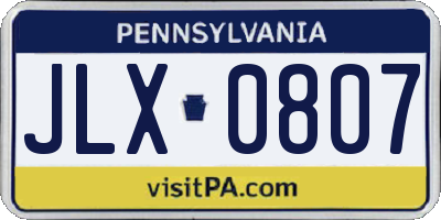 PA license plate JLX0807