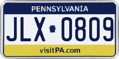 PA license plate JLX0809