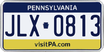 PA license plate JLX0813
