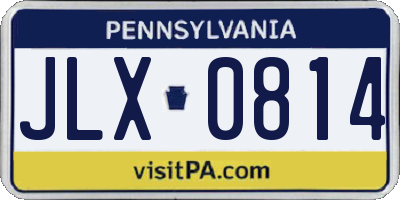 PA license plate JLX0814