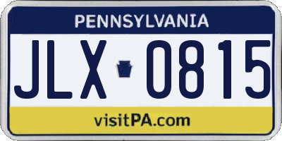 PA license plate JLX0815