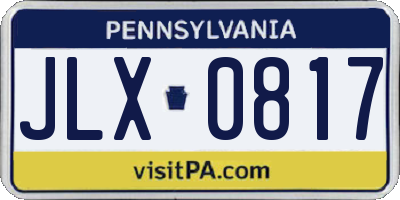 PA license plate JLX0817