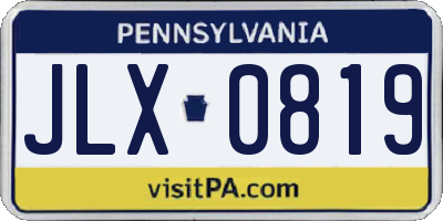 PA license plate JLX0819