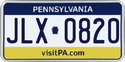 PA license plate JLX0820