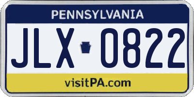 PA license plate JLX0822