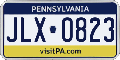 PA license plate JLX0823