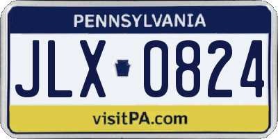 PA license plate JLX0824
