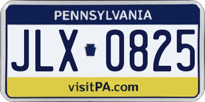 PA license plate JLX0825