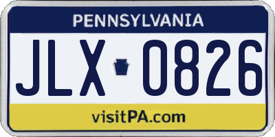 PA license plate JLX0826