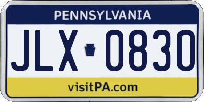 PA license plate JLX0830