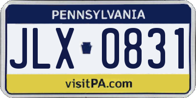 PA license plate JLX0831