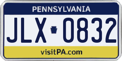 PA license plate JLX0832