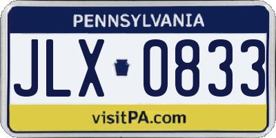 PA license plate JLX0833
