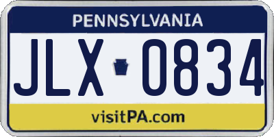 PA license plate JLX0834