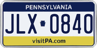 PA license plate JLX0840