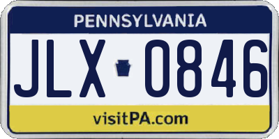 PA license plate JLX0846