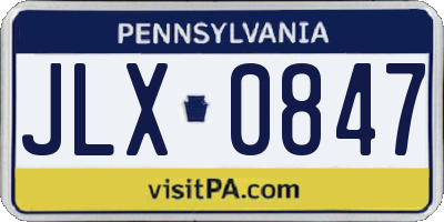 PA license plate JLX0847