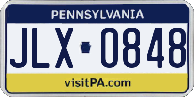 PA license plate JLX0848