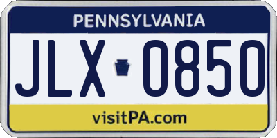 PA license plate JLX0850