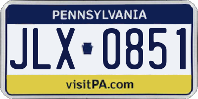 PA license plate JLX0851