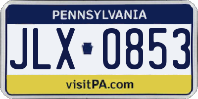 PA license plate JLX0853
